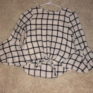 Black and white tie up top